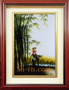 乡村风景画手工刺绣＝可愛的故鄉　94＝SHVN 2094 -35cm x 50cm. (2)